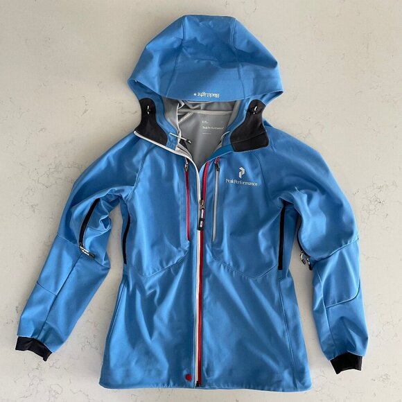 Peak Performance Windstopper Soft Shell Blacklight Hooded Fitted Jacket Blue S - Picture 1 of 16